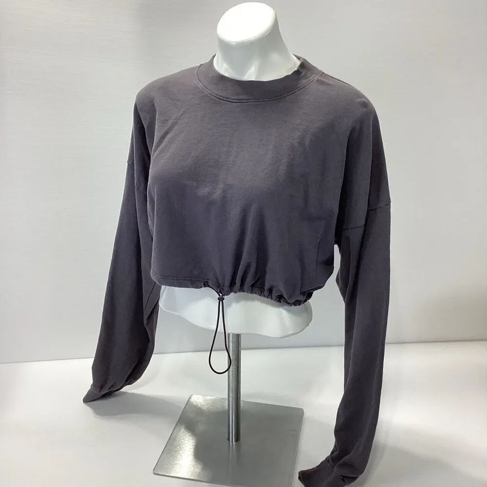 TALENTLESS Crop Top Long Sleeve Gray L/XL